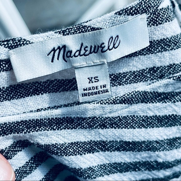 Mini Dress MADEWELL Stripe-Play Button-Back Tee Linen xsmall style g5305 - Picture 9 of 13